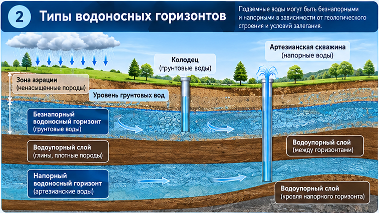 Типы водоносных горизонтов — схема CWI