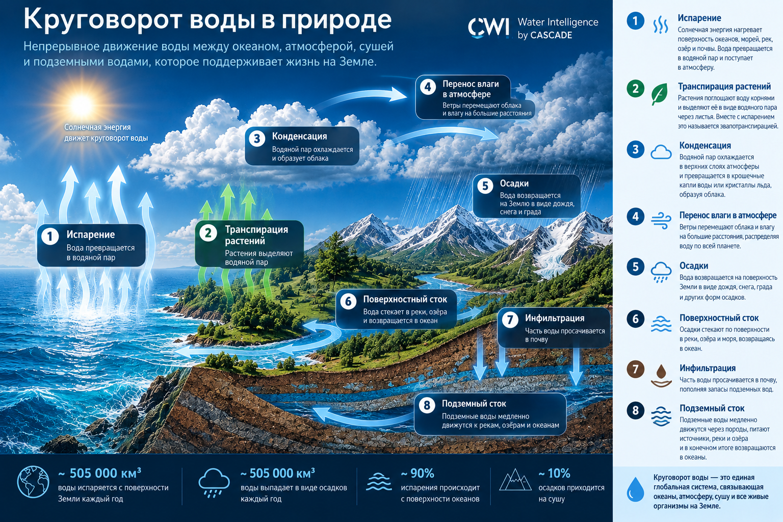 Круговорот воды в природе — схема CWI